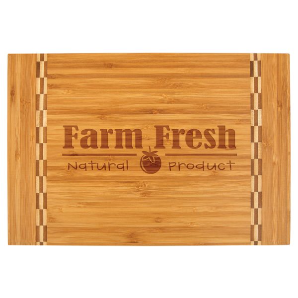 Natural Bamboo Cutting Board with Butcher Block Inlay