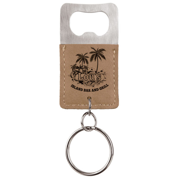Leatherette Rectangle Bottle Opener Keychain